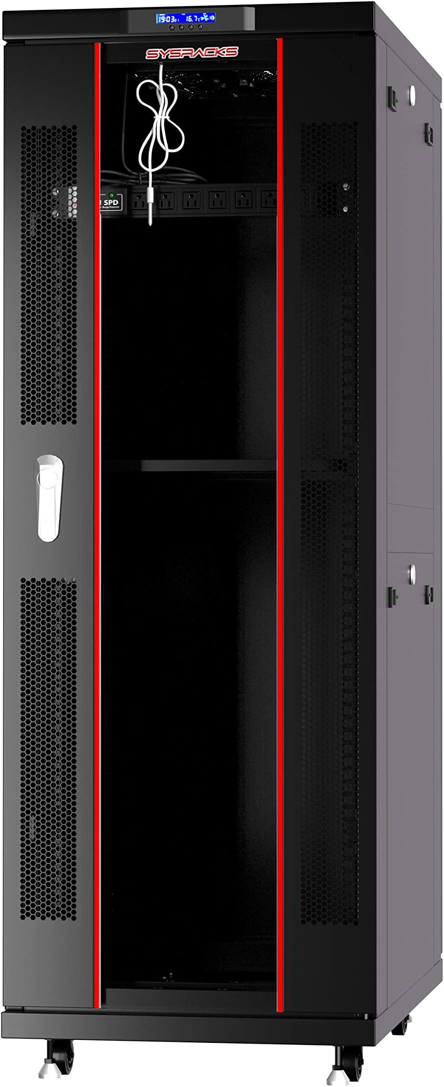 42U Home Server Rack Cabinet – 19" Floor Standing Network Rack, 32" Deep Homelab Rack with Locking Glass Door, Cooling Fans, PDU & Shelf for NAS, Router, Switch and AV Equipment