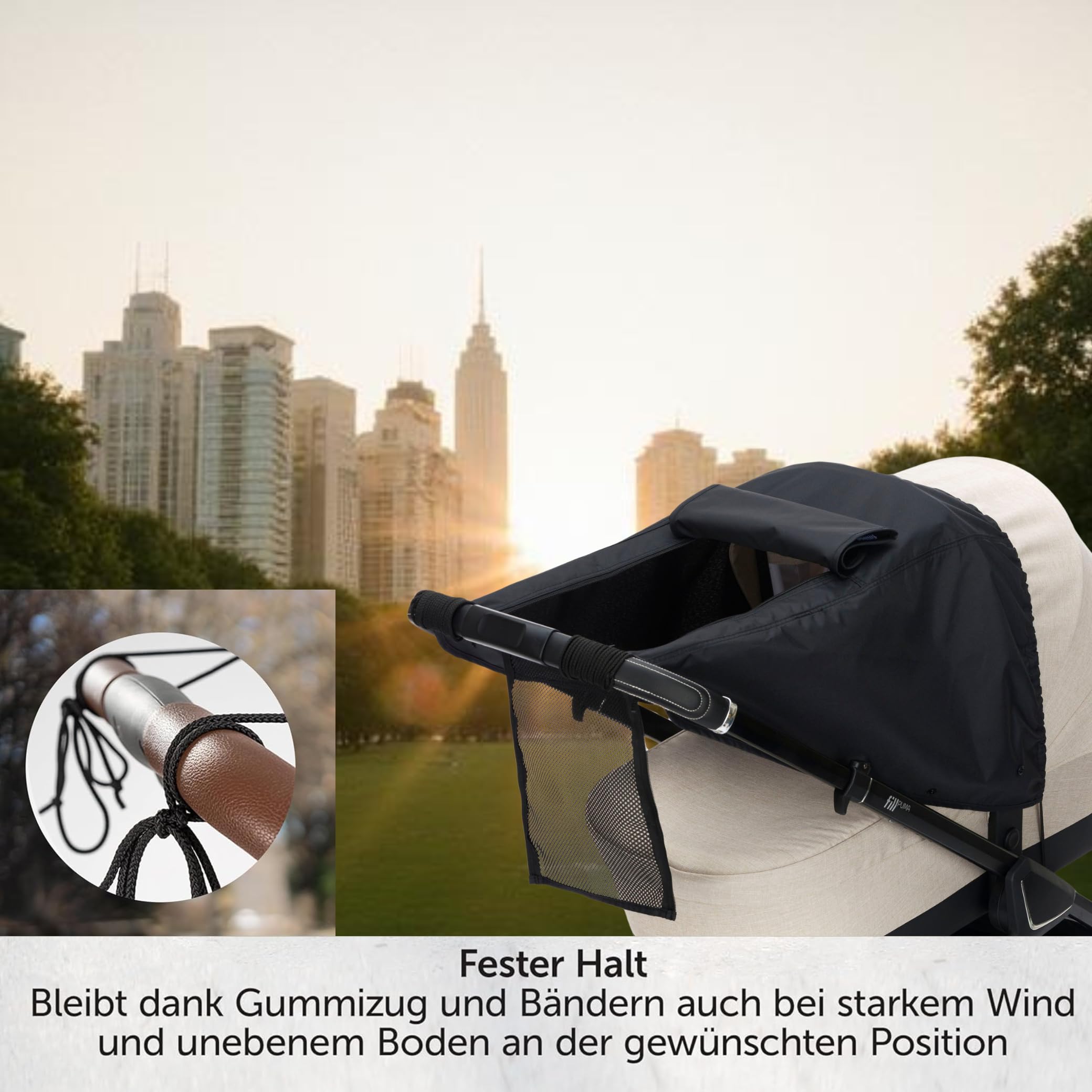 Fillikid Sonnenschutz Exclusiv, Universal geeignet für Buggy und Sportwagen - Sonnensegel Kinderwagen mit UV Schutz 50+ und Wasserdicht, Sonnensegel mit Sichtfenster