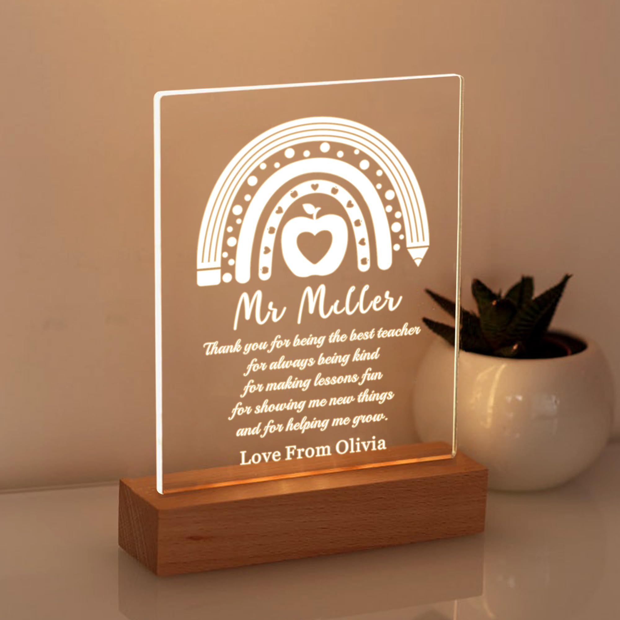 Thank You Cards Led Card Persoanlised Thank You Teacher Gifts Light Up Card Thank You Gifts for Women Men Thank You Teachers Gifts for School Teacher Nursery End of Term Gifts(Design 2)