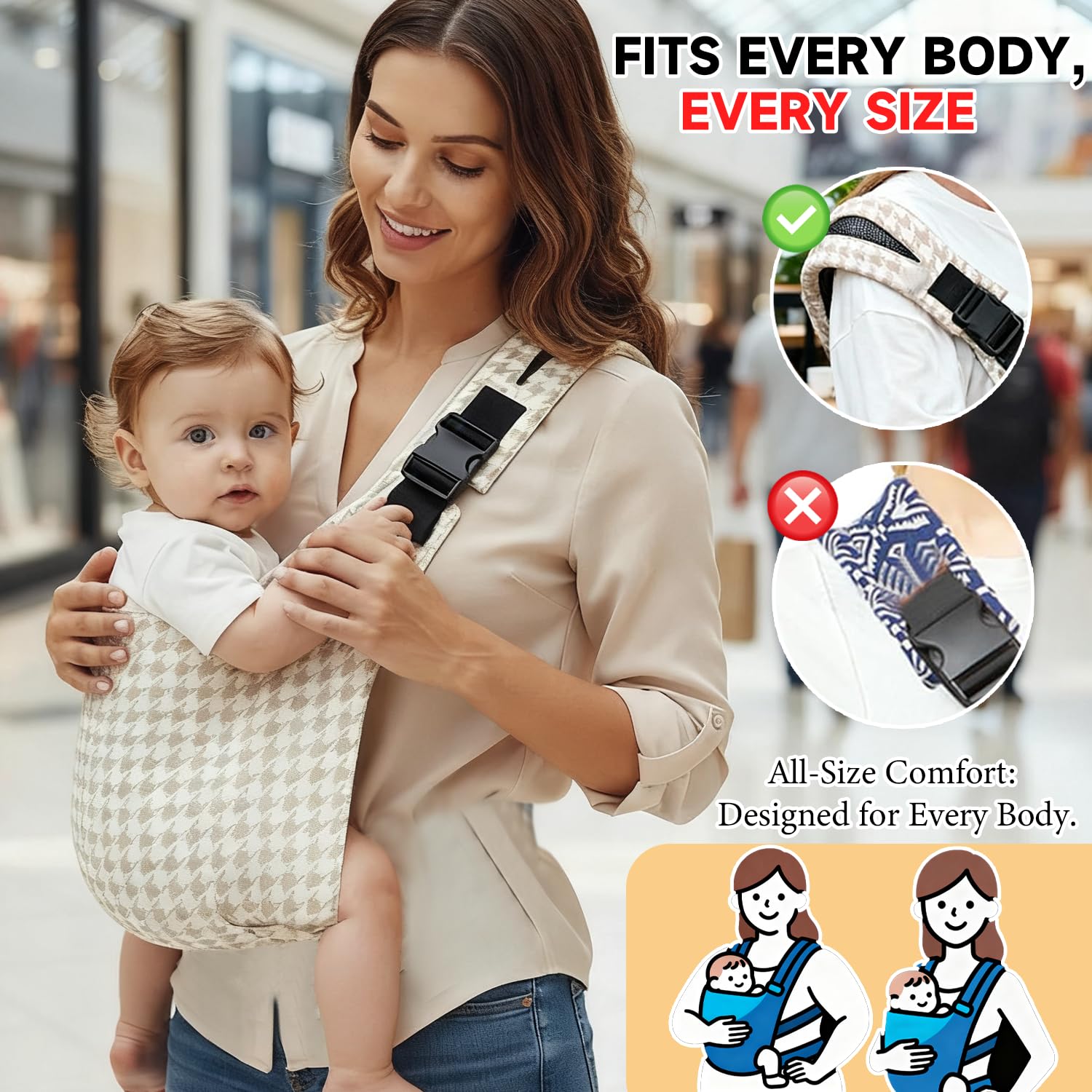 Baby Sling Carrier | Adjustable Front & Back, Adjustable Sling Easy Toddler Carrier Comfortable Baby Wrap Carrier Baby Carrier Wrap for Newborn Up to 6M-3 Years — view 5