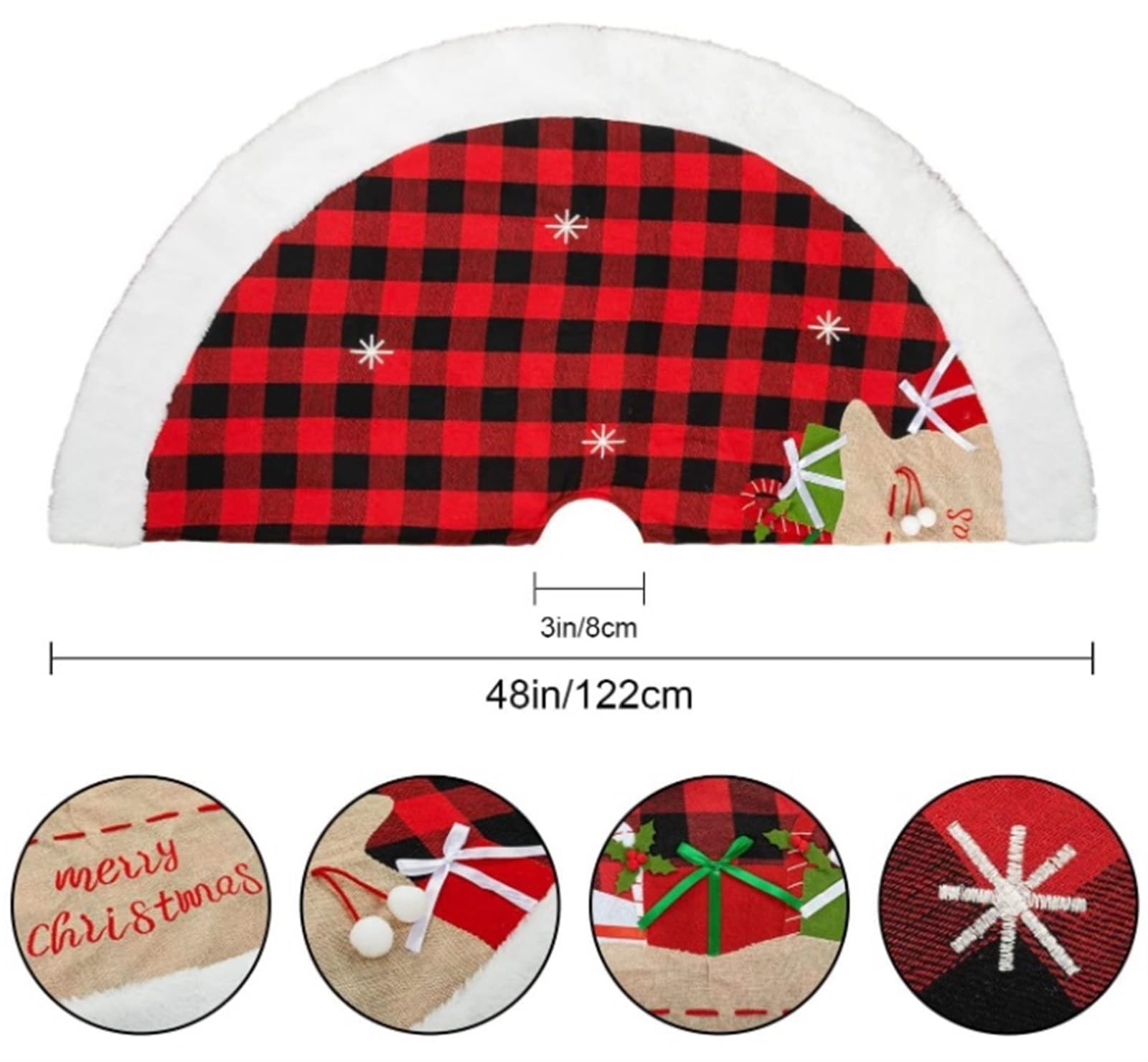 Weihnachtsbaum Rock, 48 Zoll Schneeflocke Plaid Weihnachtsbaum Rock Indoor Weihnachtsmatte Dekor Ornamente Decke Weihnachtsbaum
