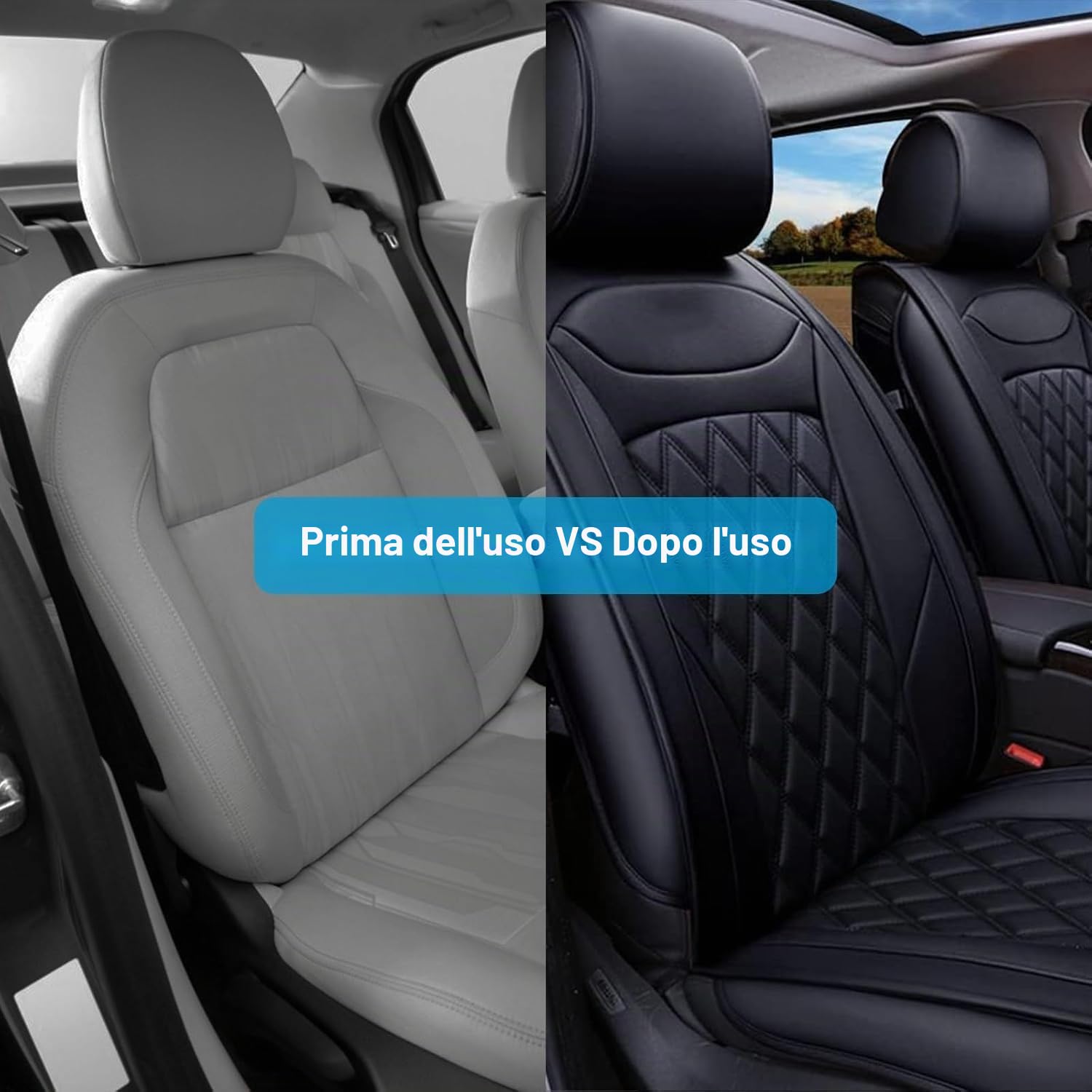 Coprisedili Auto per Peugeot 308 SW P5 T9 2014-2023, Auto A 5 Posti Coprisedile Auto Copri Sedili per Auto Universale, Set da 9 Pezzi Coprisedili Auto Pelle,A/Black