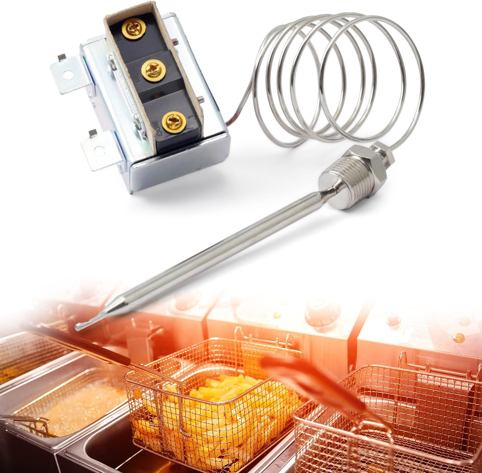 1177 High Limit Fryer Switch LCCM2003000 Replacement for ATOSA 301030005 Gas Fryer Hi Limit Thermostat with 3/8" Mpt Stuff Box Hi Limit 232℃/450°F
