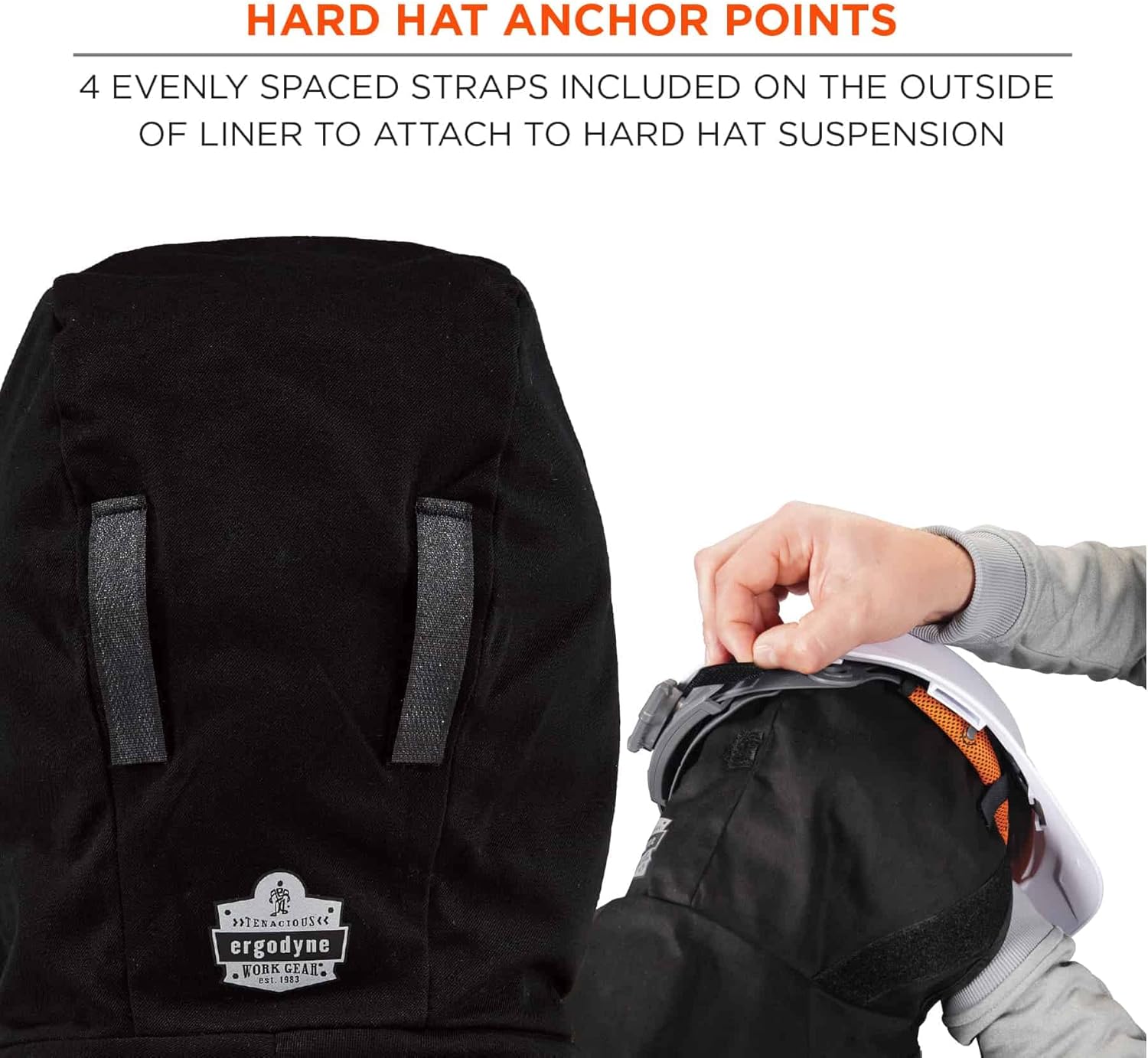 Ergodyne Winter Hard Hat Liner, FR Rated, Thermal Fleece Lining, Shoulder Length, N-Ferno 6882, Factory