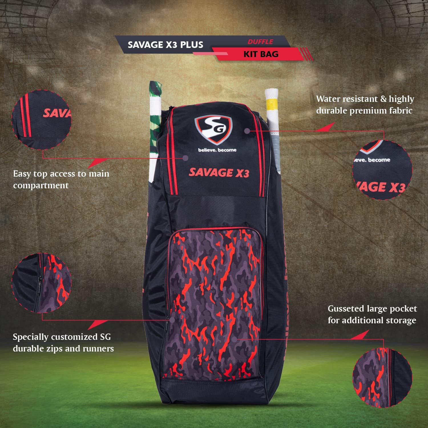 SG Cricket Kit Bag Savage X3 Plus Duffle