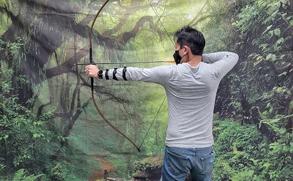 SAS 30-35lbs 22-29" Robinhood Long Bow for Adult/Youth w/Belt Quiver, Armguard, Finger Tab, Arrow Rest, Target Face and 2 x Arrows (Brown) by SAS - Image 4