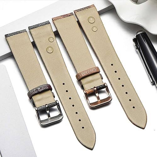 Miniatura 2 de Genuine Leather Watch Band Calfskin Replacement Plaid Strap 14mm 16mm 18mm 20mm 22mm for Men and Women