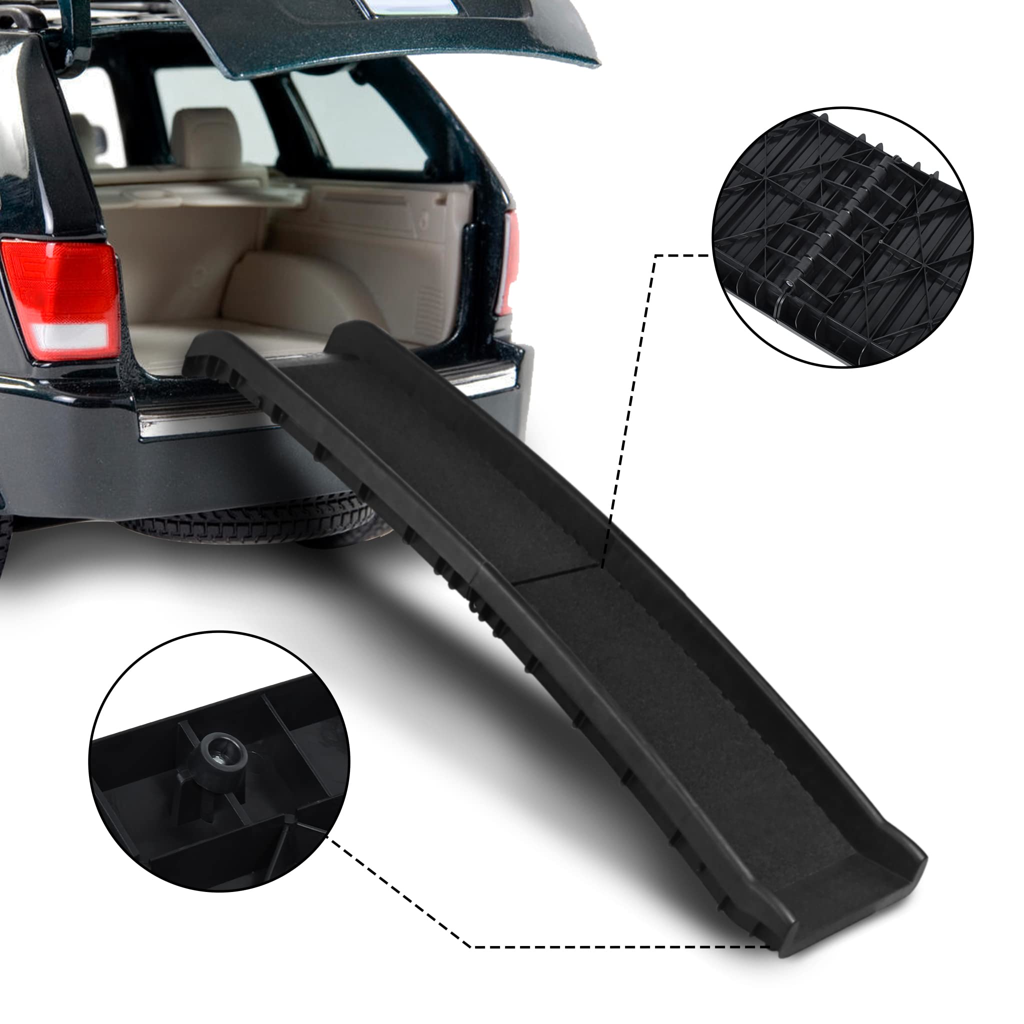 NAIZY Rampa Plegable para Perros - Longitud 156 cm - Alfombrilla Antideslizante - Negro