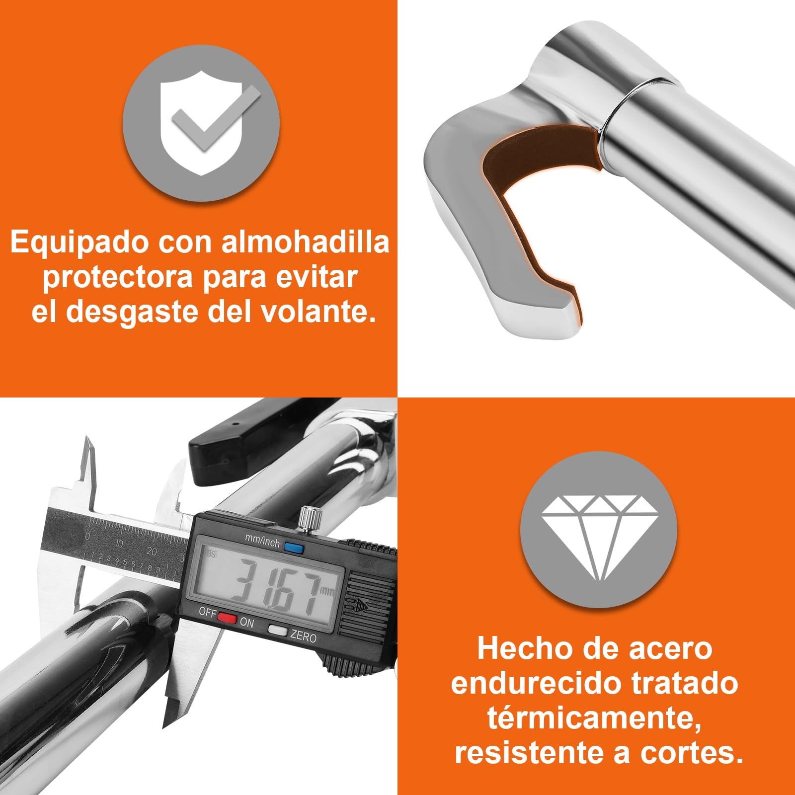 Tevlaphee Bloqueo Coche Antirrobo, Antirrobo Coche, Alta Seguridad, Ajuste Universal, 3 Llaves Longitud Máxima 92cm