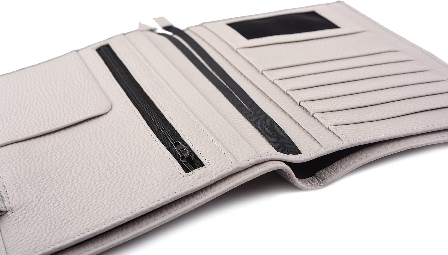 Genuine Leather b6 Planner Cover,Personal Organizer with Pen Loop,Card Slots,Zipper Pockets, Compatible with Most B6 size Planners notebooks (Lychee-Cream)