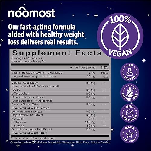 Miniatura 2 de Suplementos naturales para ayudar al sueño con magnesio, L, teanina y garcinia | Pastillas para dormir para un sueño profundo y reparador para