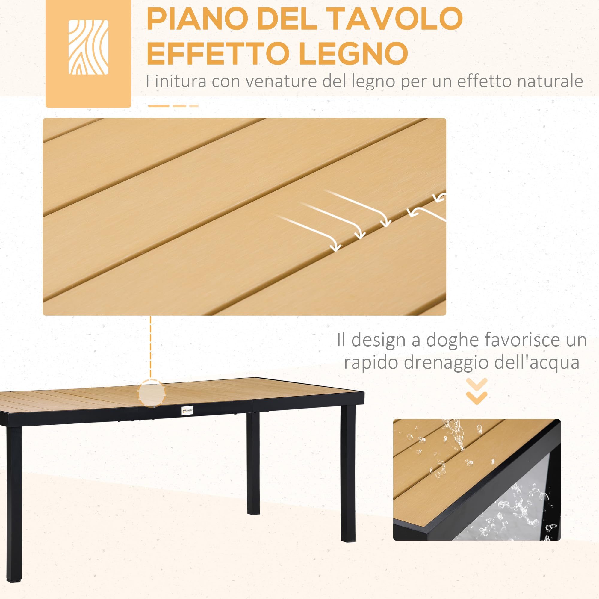 Outsunny Set Tavolo da Giardino 7 Pezzi, Sedie Pieghevoli Regolabili Alluminio Textilene Nero