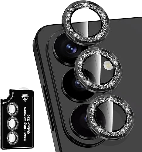 Miniatura 73 de Protector de lente de cámara para Samsung Galaxy S25 FE, cubierta individual de lente de vidrio templado con anillo de metal, [fuerte adsorción]