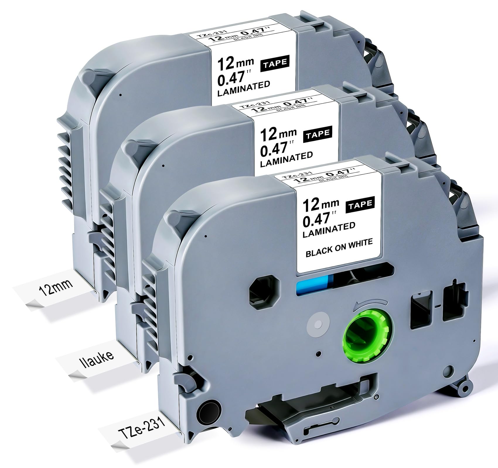 TZe-231 12mm Kompatibel mit Brother P-touch Bänder, Ilauke tz tape 12mm 0.47'' white Schriftband für Brother Beschriftungsgerät PT-H100/H105/H107B/H110/D210/D400/PT-1000 1010 1005 1280