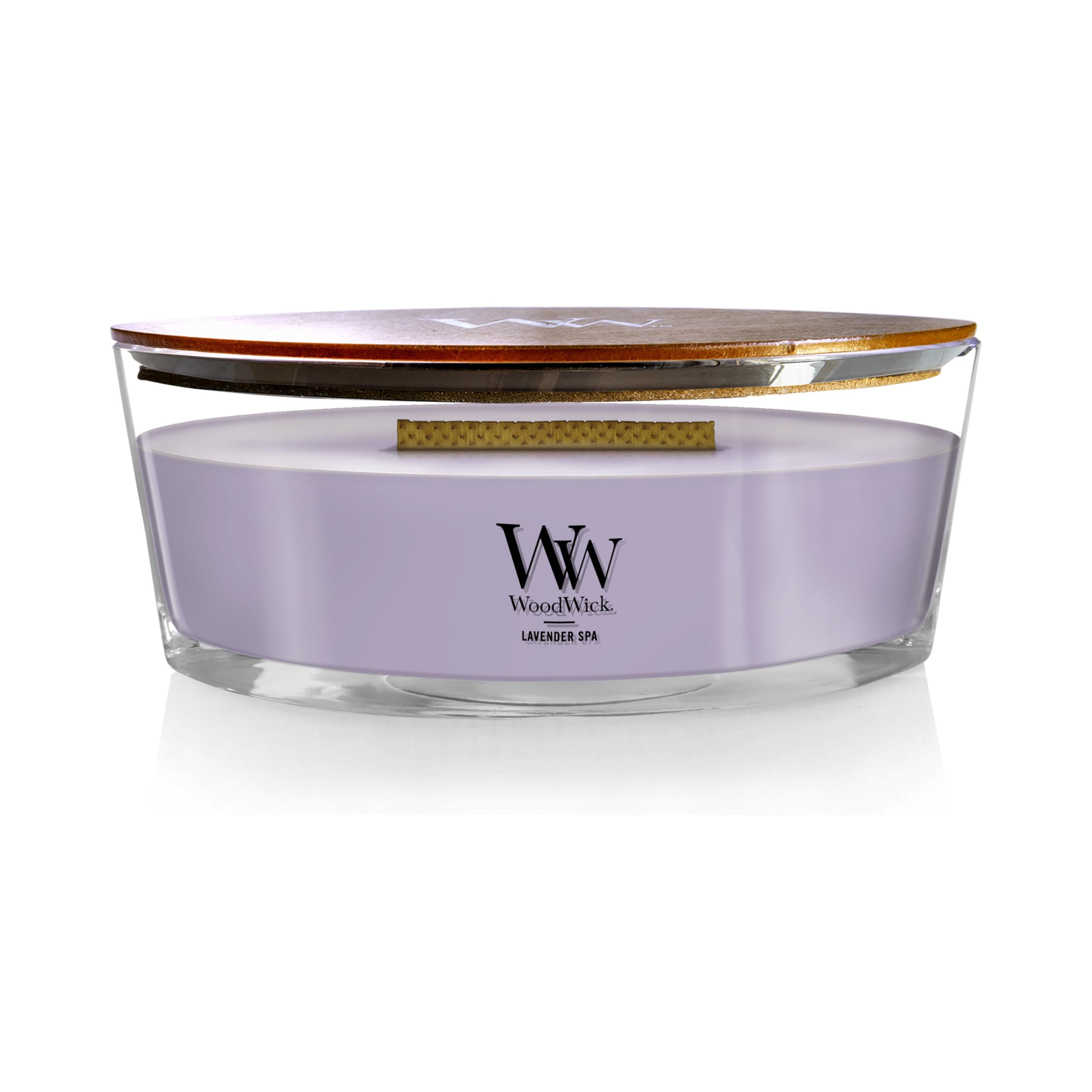 WoodWick Candela profumata Ellispe con stoppino crepitante | Lavender Spa | Durata della fragranza: fino a 50 ore