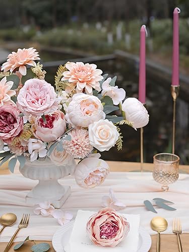 Miniatura 6 de MISSPIN Flores artificiales, flores falsas de Navidad, juego de caja de vegetación para boda, bricolaje, ramos de novia, centros de mesa, arreglos,