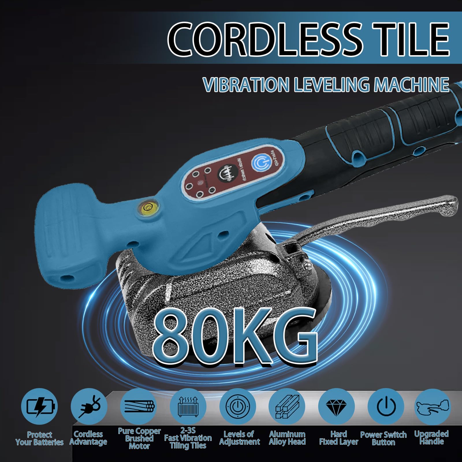 Machine vibrante pour Makita 18 V - Ventouse de 4,7" - 5 vitesses - Vitesse réglable - Capacité de 60 kg - Convient pour 39 x 39" et moins