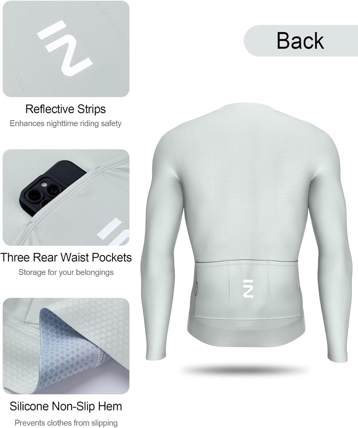 INBIKE Cycling Jersey Men, Long Sleeves Quick Dry Bike Shorts with Pockets, Moisture Wicking Bicycle Tops for Road Biking MTB
