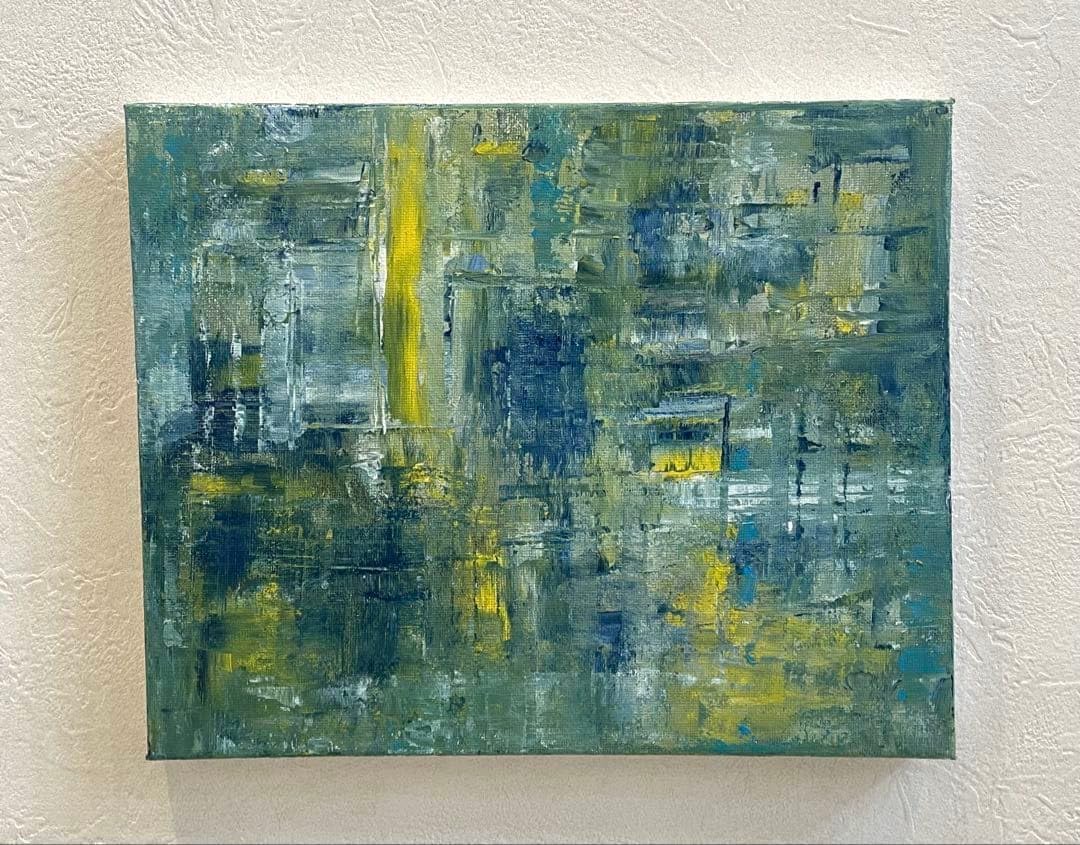 521 抽象画 アクリル画 モダン 原画 キャンバスボード F3 都会の雑居ビル G