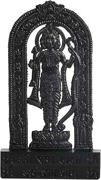 Metal Ramlala with Stand Pooja Spiritual Sculpture Indian Decor Antique Statue for Home Temple Car Dashboard Decoration and Gifting Black Ramlala