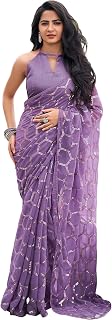 SIRIL Women's Piping & Sequence Embroidery Georgette Saree with Unstitched Blouse Piece Price In India