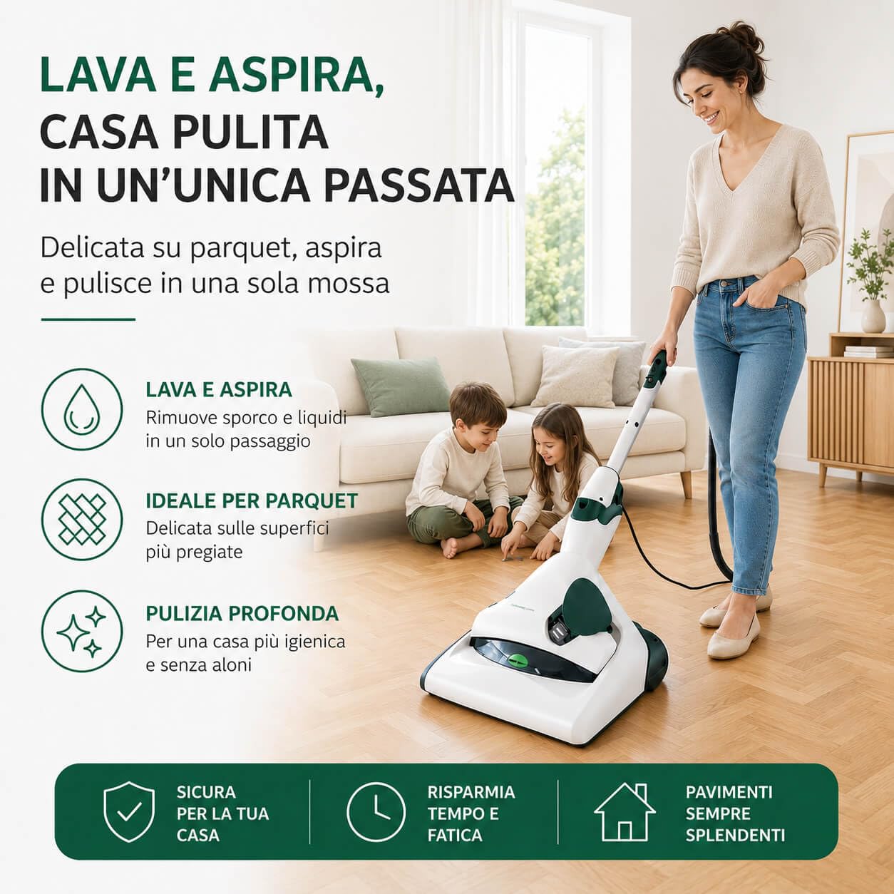 Vorwerk Folletto Pulilava SP530 ORIGINALE NUOVA – Lavapavimenti Lava e Aspira per VK130, VK135, VK140, VK150, VK200, VK220s – Assistenza e Garanzia