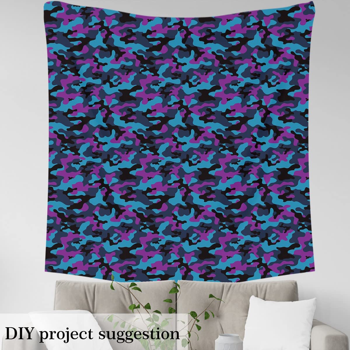 Camouflage Upholstery Fabric for Chairs Purple Blue Camo Fabric by The Yard Abstract Striped Pattern Decorative Fabric for Upholstery and Home DIY Projects 1 Yard,(L92*W150cm) Navy Blue - Image 4