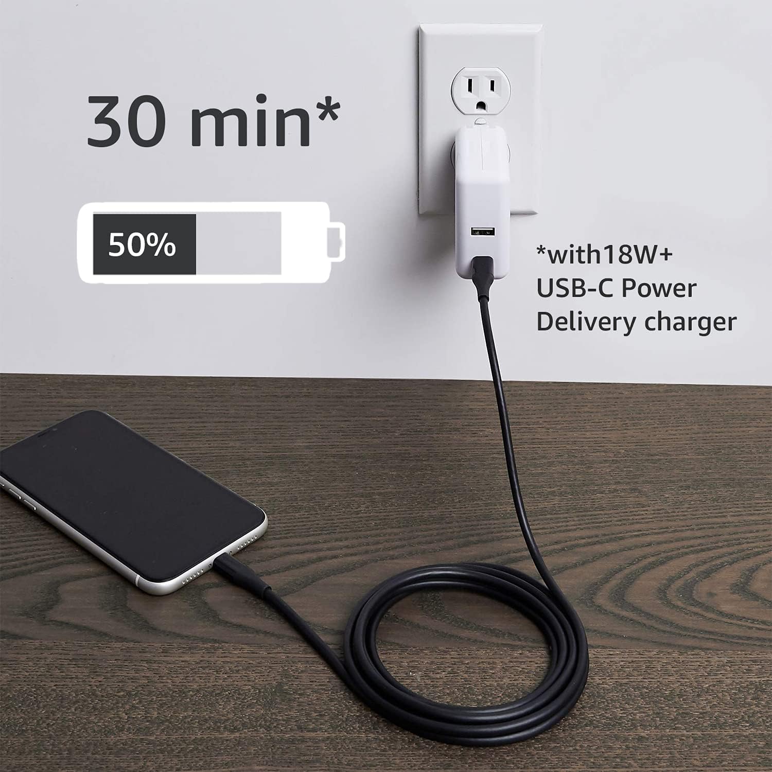  Basics USB-C to Lightning Cable, MFi Certified Charging Cord for Apple iPhone 14 13 12 11 X Xs Pro, Pro Max, Plus, iPad, 10,000 Bend Lifespan - Black, 6-Ft : Electronics