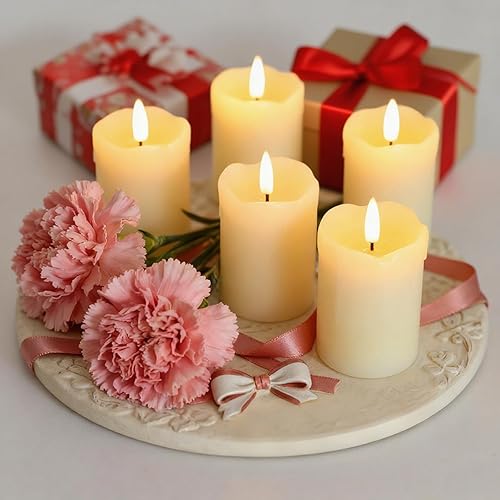 Vista 6 de Lezonic - Velas votivas sin llama a batería con control remoto y temporizador, paquete de 6 (Diámetro 2" x Altura 3") Velas LED de cera blanca