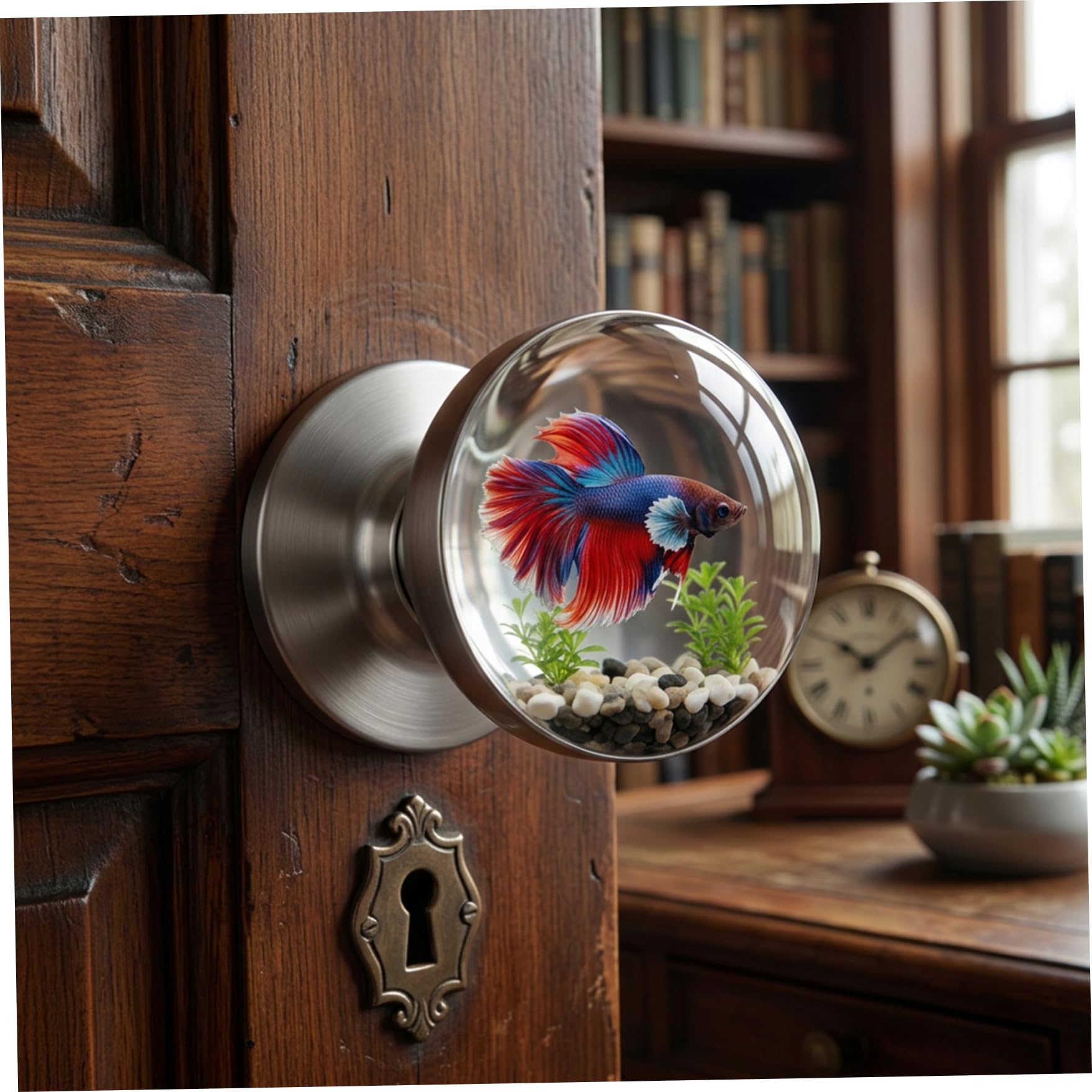 Faticenic Resin Door Knobs, Handcrafted Epoxy Resin Decorative Door Knobs with Floral & Animal Design, Unique Clear Doors Handles for Bedroom, Bathroom, Cabinet, Garden Décor