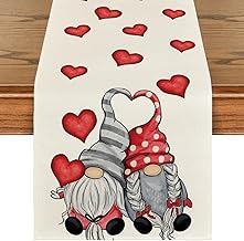 Artoid Mode Love Heart Gnome Valentine's Day Table Runner Winter Spring Seasonal Kitchen Indoor Holiday Party Decor 40x180cm