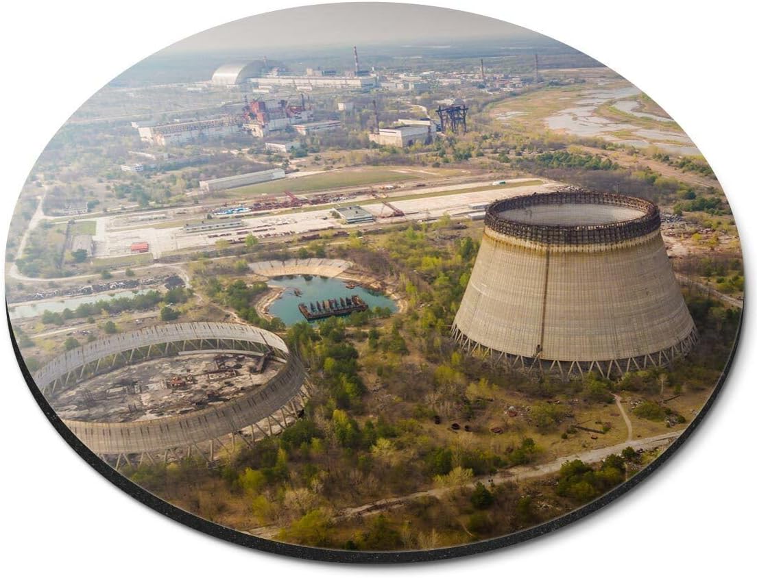APSRA Round Mouse Mat - Chernobyl Nuclear Reactors Ukraine #44572 Printed Rubber Mouse pad, Office Home Use, Non Slip
