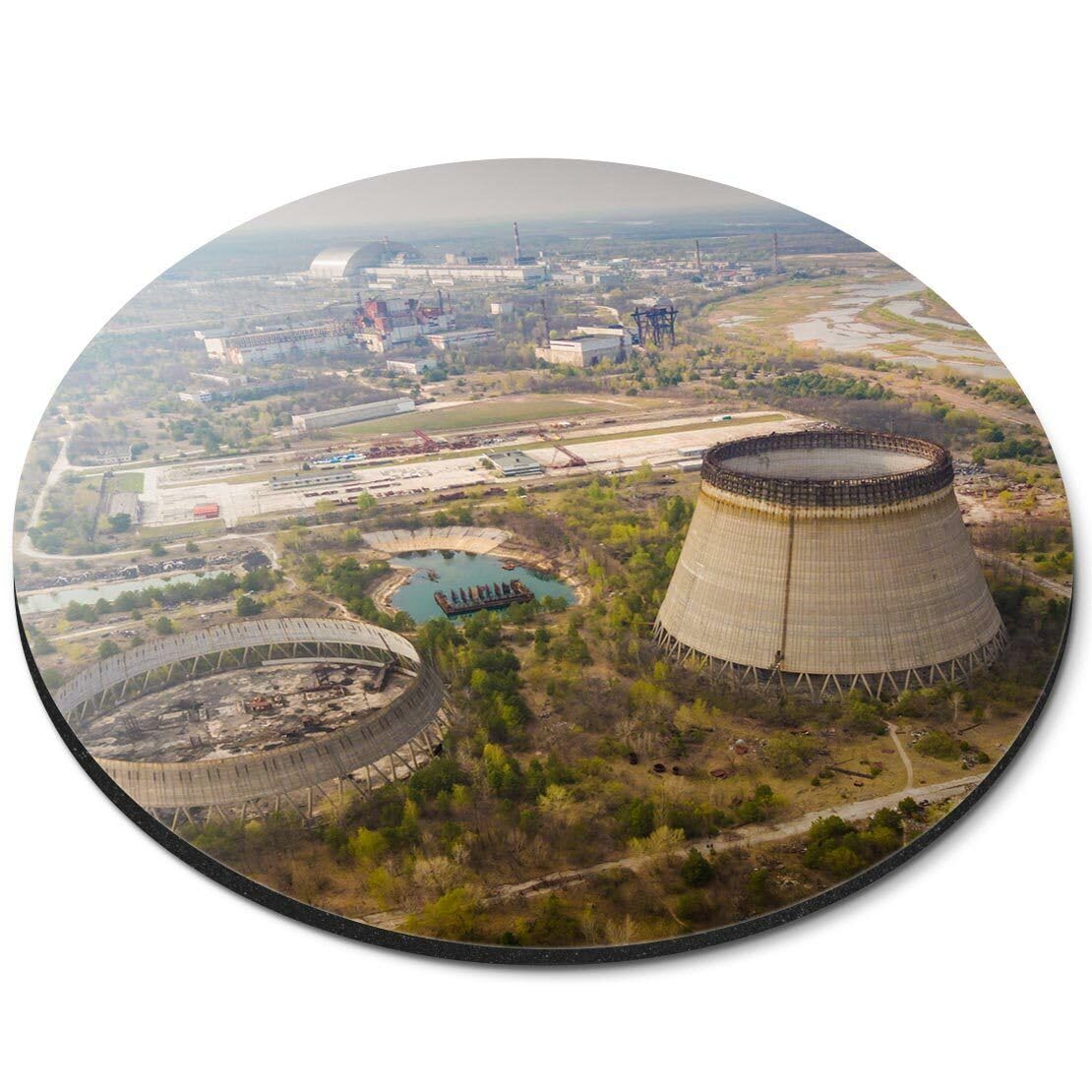 APSRA Round Mouse Mat - Chernobyl Nuclear Reactors Ukraine #44572 Printed Rubber Mouse pad, Office Home Use, Non Slip