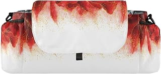 CUPADA Watercolor Red Golden Marble Universal Stroller Organizer, Stroller Organizer Bag with Cup Holders Removable Shoulder Strap Fits Most Baby and Pet Strollers