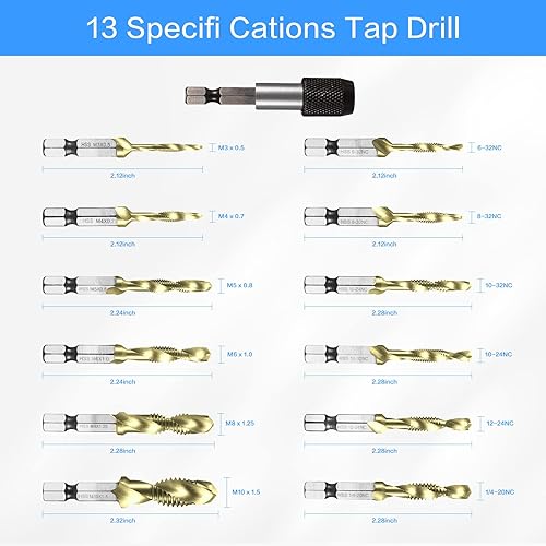 Snapklik.com : Combination Drill & Tap Bit Set, 6 Pc SAE (6-32NC 1/4 ...