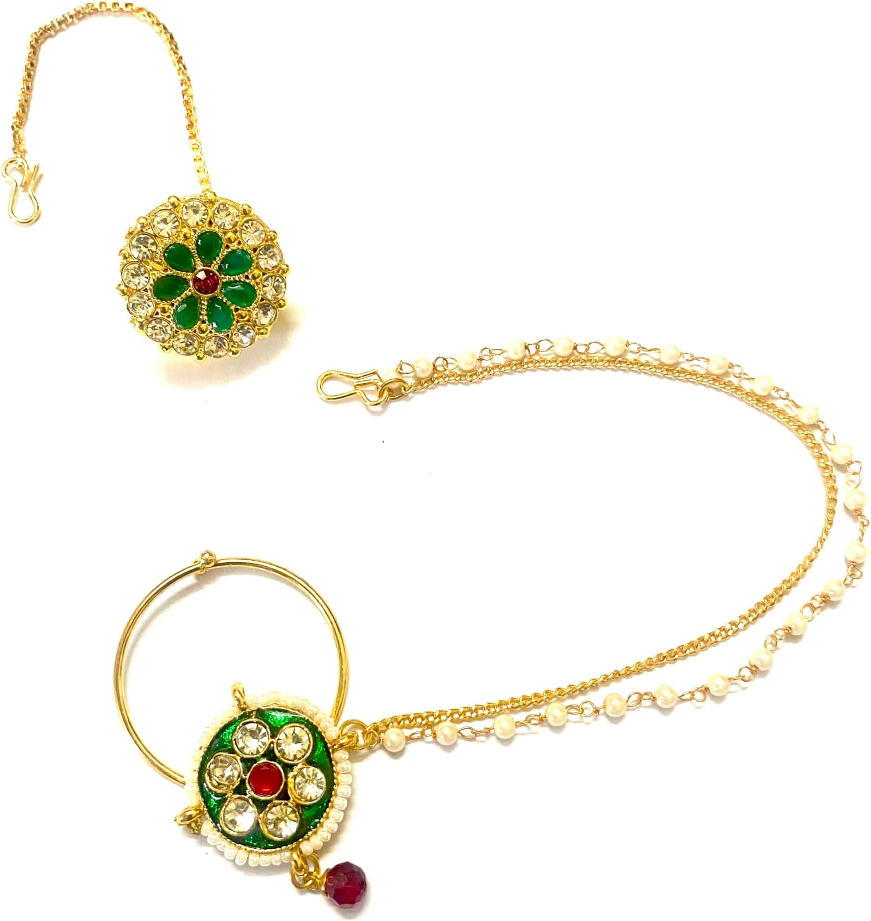 RISYANKA JEWELS women stylish brass gold plated borla and nathiya RJ925