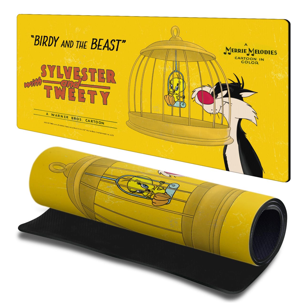 Head Case Designs Officially Licensed Looney Tunes Tweety &amp; Sylvester Character Art 23.62 x 11.81 x 0.12 inches (600 x 300 mm) - L Gaming Office Desk PC Keyboard Mouse Mat Pad