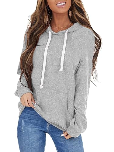 Women's Long Sleeve Drawstring Hoodies Sweatshirt Casual Loose Lightweight Pullover