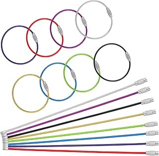 16 Pieces Key Rings for Keychains, 5.9 Inches Stainless Steel Wire Key Rings for Key Chain Rings, 2mm Keychain Cable Luggage Tag Loops for Dog Tag Ring Keyrings