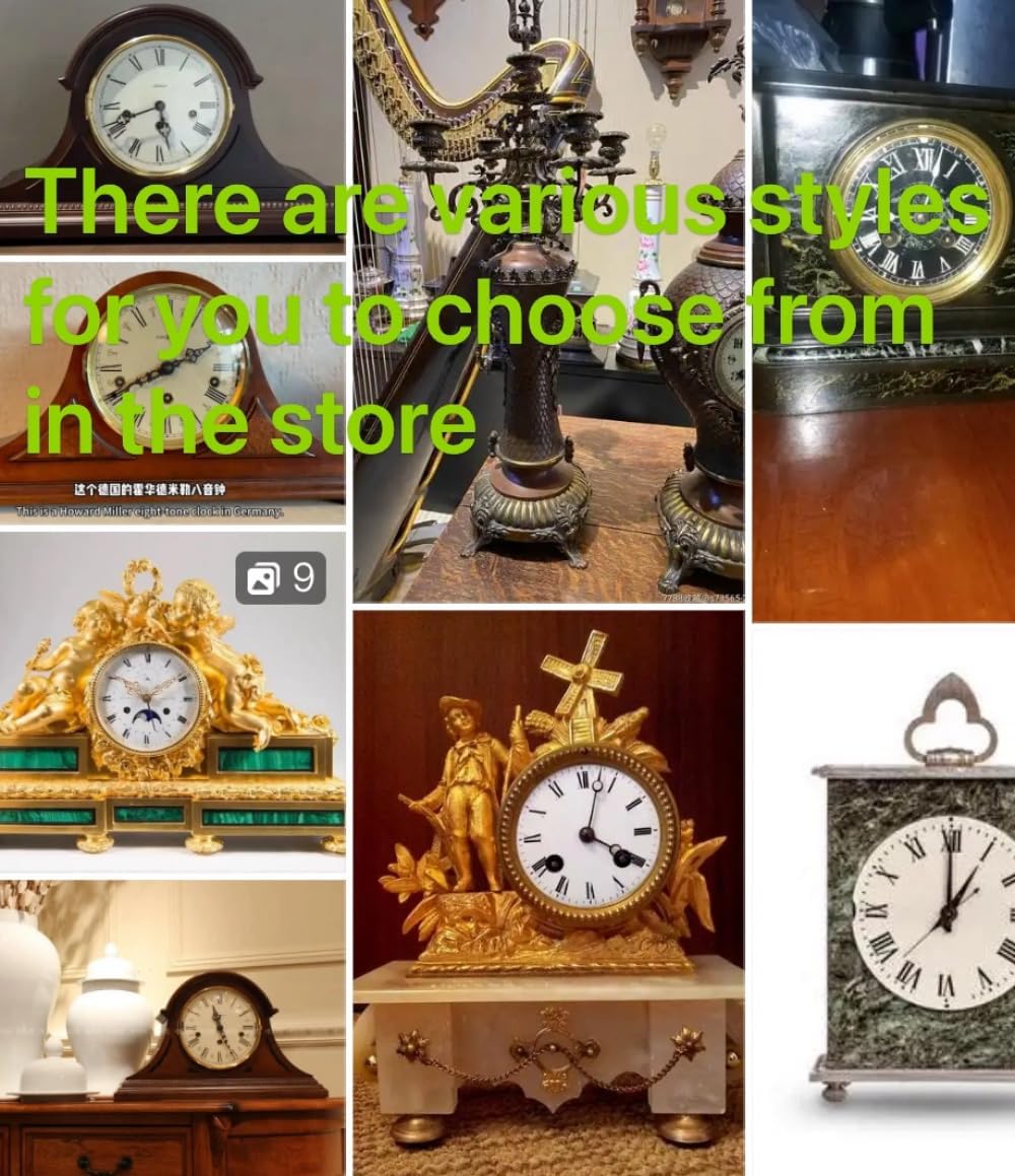 Silent Table Clock, Mantel Clock Shelf Clock Copper Plated Pendulum Clock, Battery Opeed for Place Mantel, Office, Desk Living Room Decor Gift