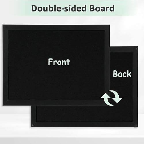 Vista 4 de DOLLAR BOSS - Tablero de corcho negro con lino de doble cara de 16 x 12 pulgadas, para paredes, marco de madera, para colgar, tablero de corcho