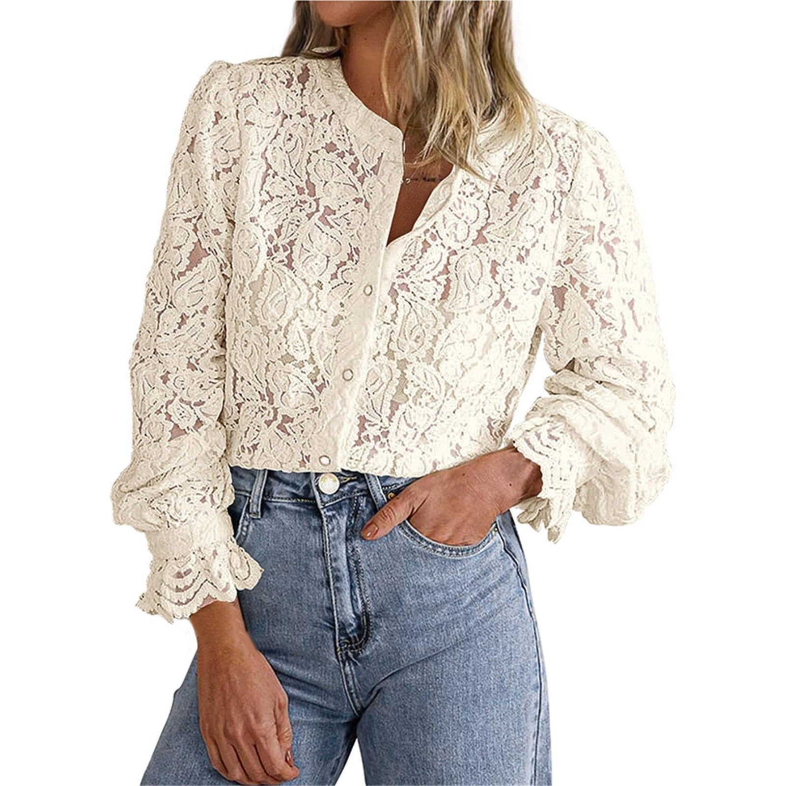 Blouse Dentelle Manches Longues Bodyflirt Rouge - Taille 40 - Tunique élégante Neuve