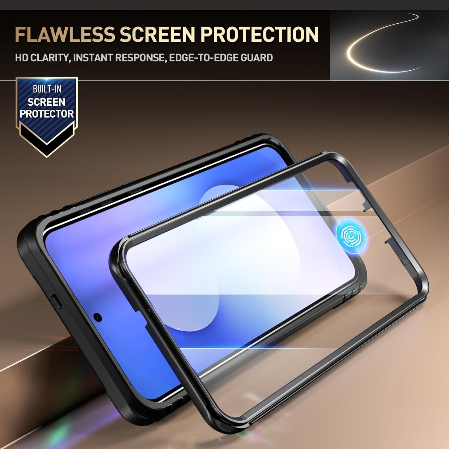 Poetic Revolution Case for Galaxy S25 FE 5G 2025, [Slide Camera Cover], Built-in Screen Protector Work with Fingerprint ID, Full Body Military Grade Rugged Shockproof Cover Case with Kickstand, Black