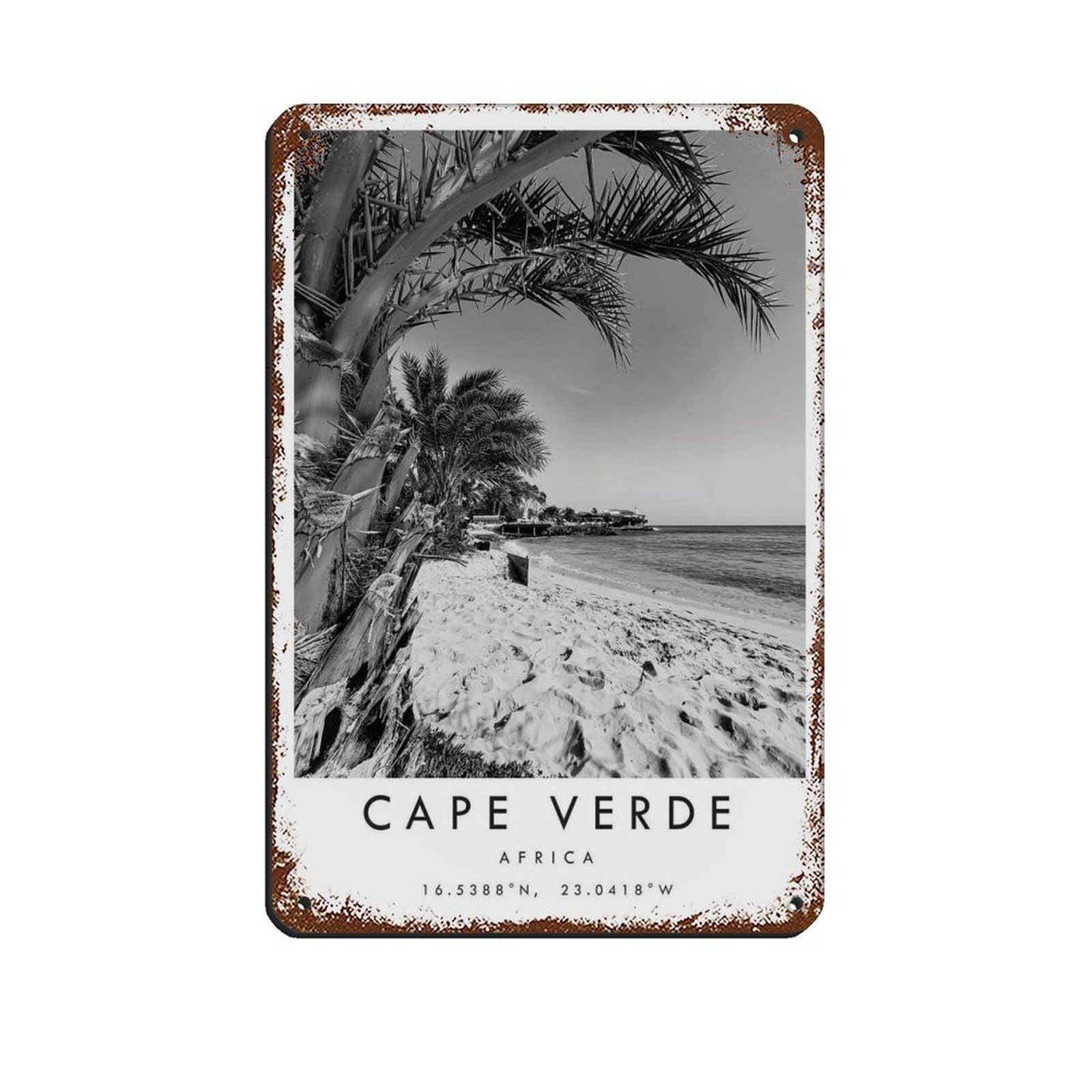 Cape Verde Travel, Africa Poster（40） Tin Sign Vintage Metal Pub Club Cafe Bar Home Wall Art Decoration Poster Retro 8x12inch(20x30cm)