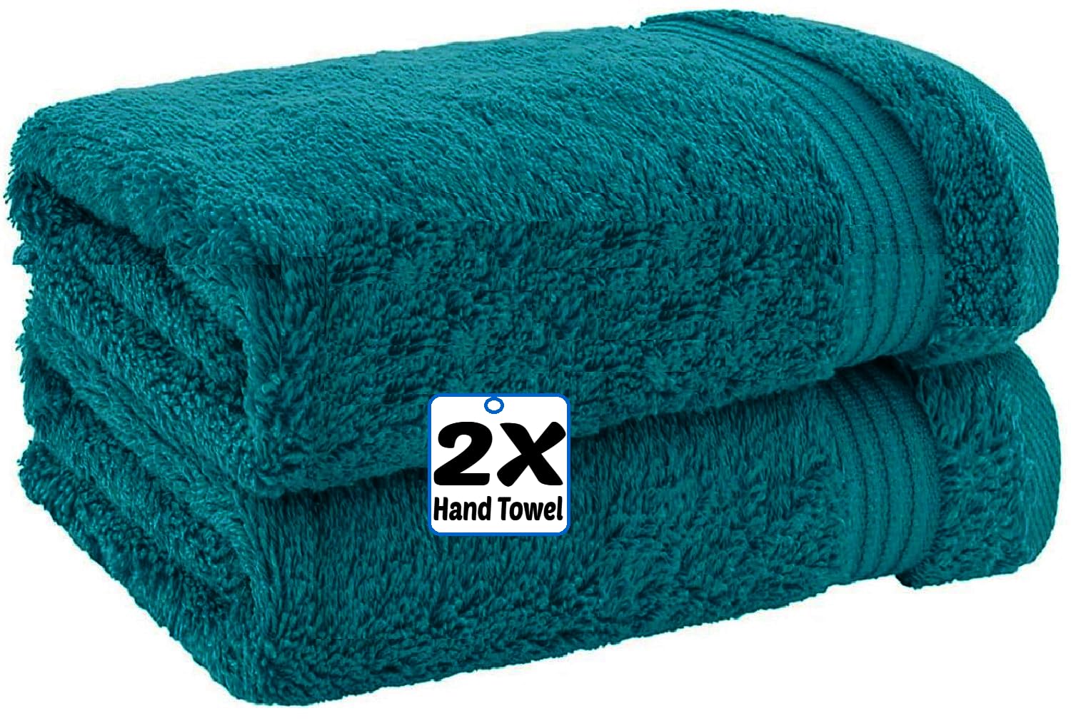 2 X Luxury Hand Towels Set Egyptian Cotton Ultra Soft Highly Absorbent Thick 800GSM Hotel Quality Large Towels Gym, Spa & Saloon (Blue Lagoon)