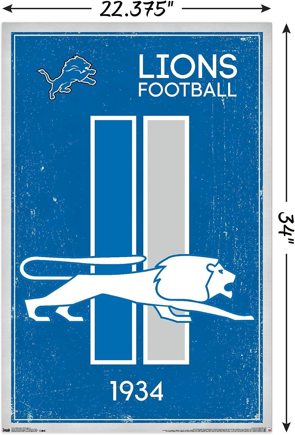 Trends International NFL Detroit Lions - Retro Logo 14 Wall Poster, 22.375" x 34", Unframed Version