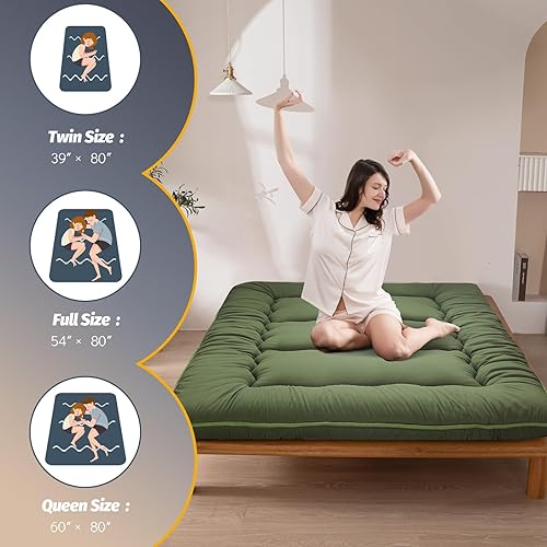 Miniatura 5 de MAXYOYO Colchón japonés extra grueso de 6 pulgadas, colchón de tatami plegable para adultos, cama enrollable para habitación de invitados,