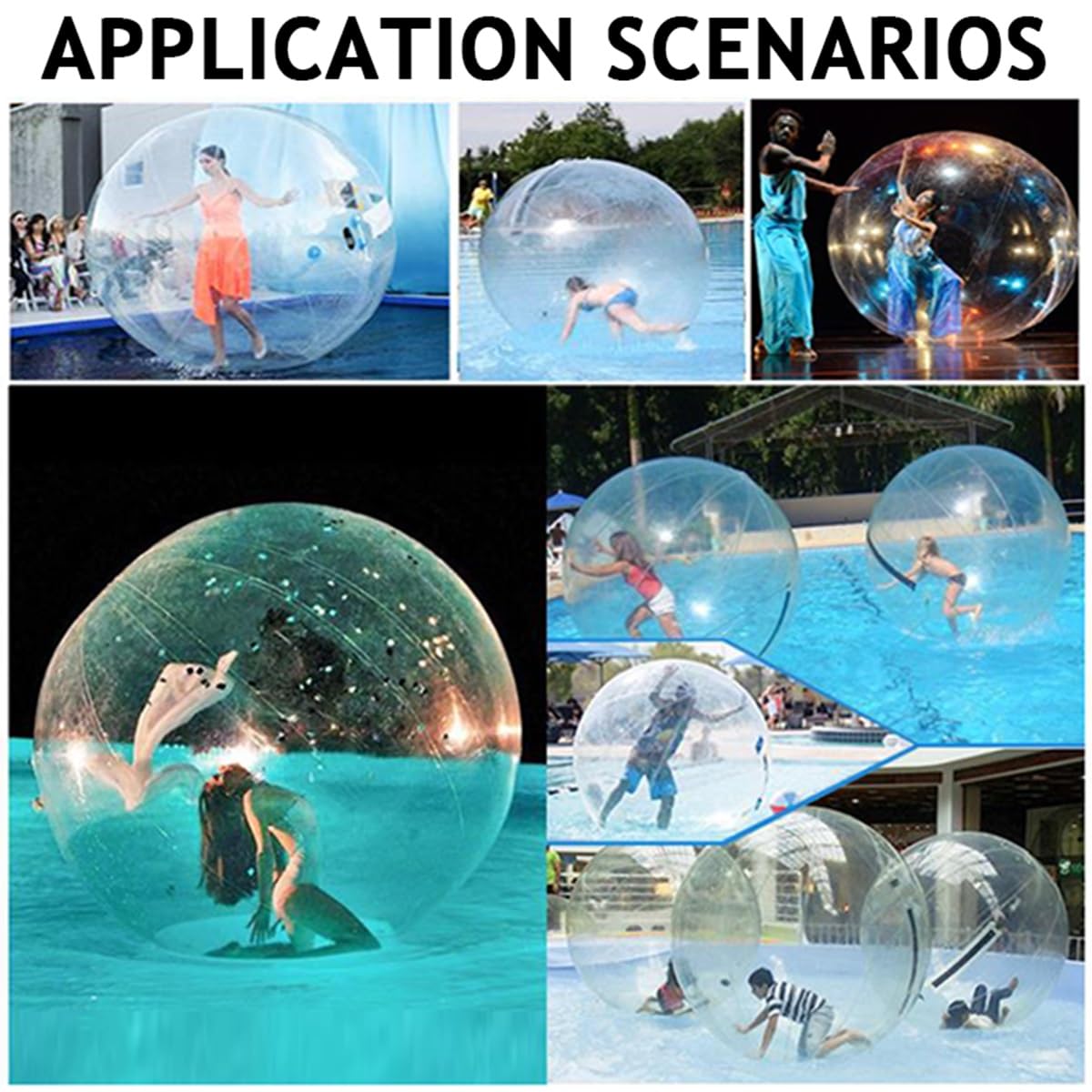 Pallone gonfiabile in PVC trasparente, con cerniera, per spiagge e piscine, con pompa ad aria, divertente attrezzatura per sport acquatici