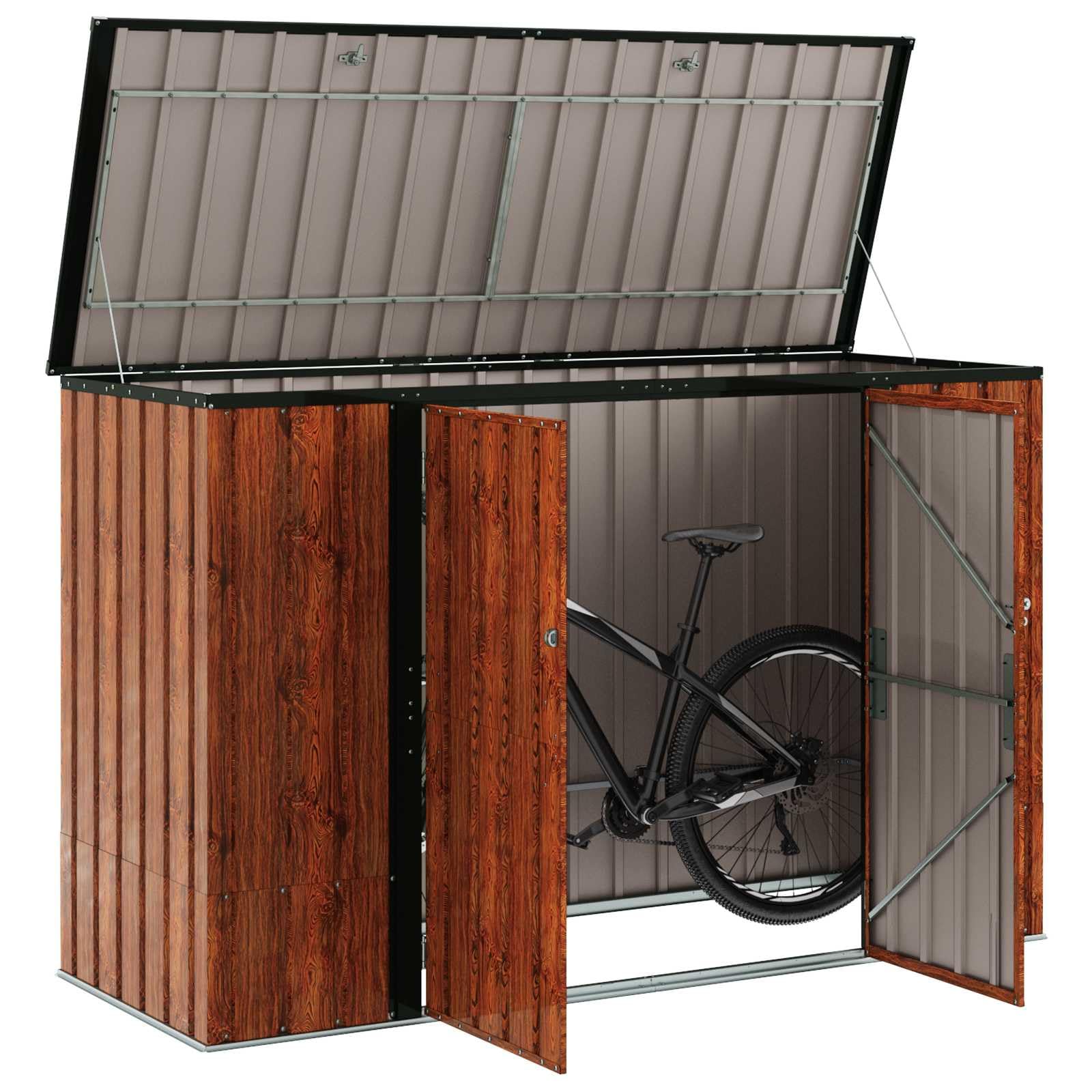 vidaXL Scatola di Stoccaggio per Giardino Marrone 214 x 82 x 132 cm, Scatola da Giardino stilosa, Rettangolare, Moderna, Robusta, con Serratura e Tanto Spazio per Attrezzi