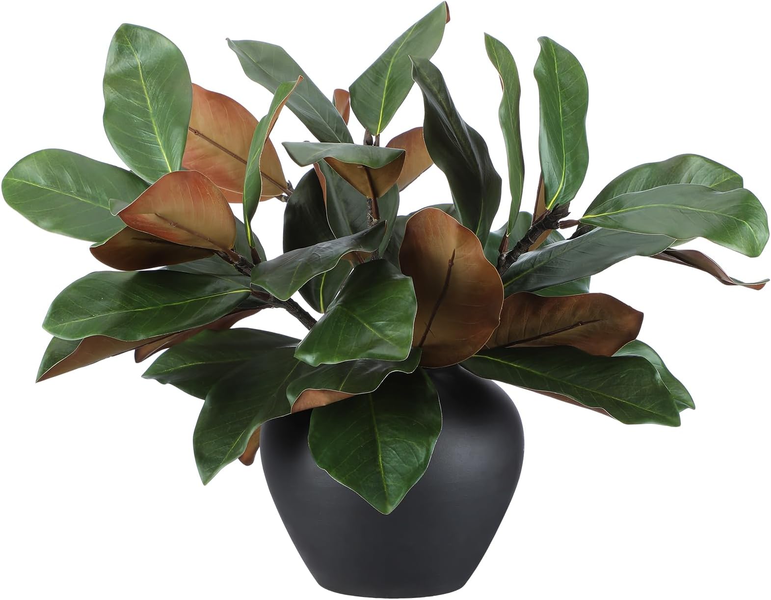 6 Pcs Magnolia Artificial Leaves Branches 3D Magnolia Pick Real Touch Faux Stems Simulation Leaves Twigs for Indoor Outdoor Vase Filling Home Office Table Decoration (Green,18 Inch)